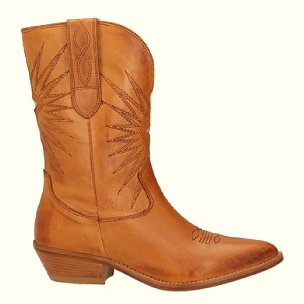 JD Julie Dee | Western Ankle  Boots | Brown leather gold metallic  | women 39 - Picture 3 of 15